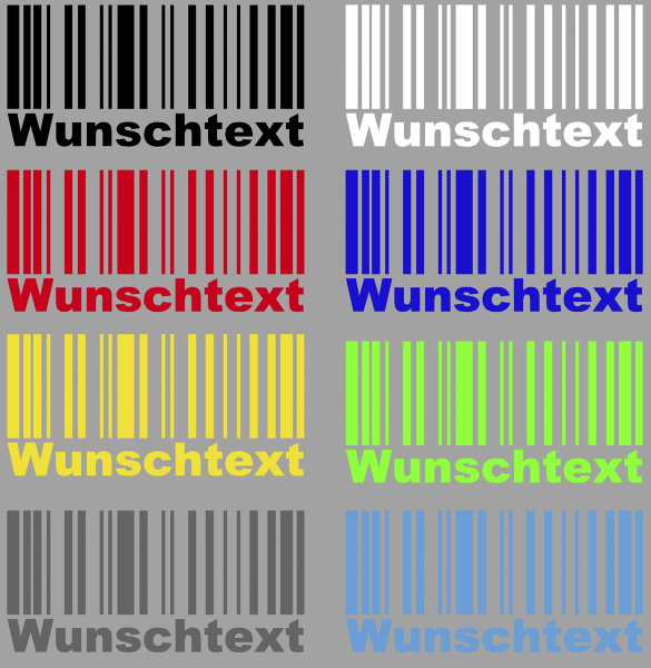 Aufkleber Barcode Wunschtext